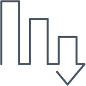 Bar graph showing downward arrows